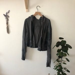 Alo Yoga Cropped Hoodie Dark Grey Tie Dye